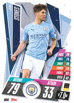 John Stones Manchester City 2020/21 Topps Match Attax CL #MCI06